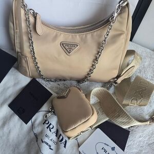 Prada Beige Women's Bag with Chain Strap